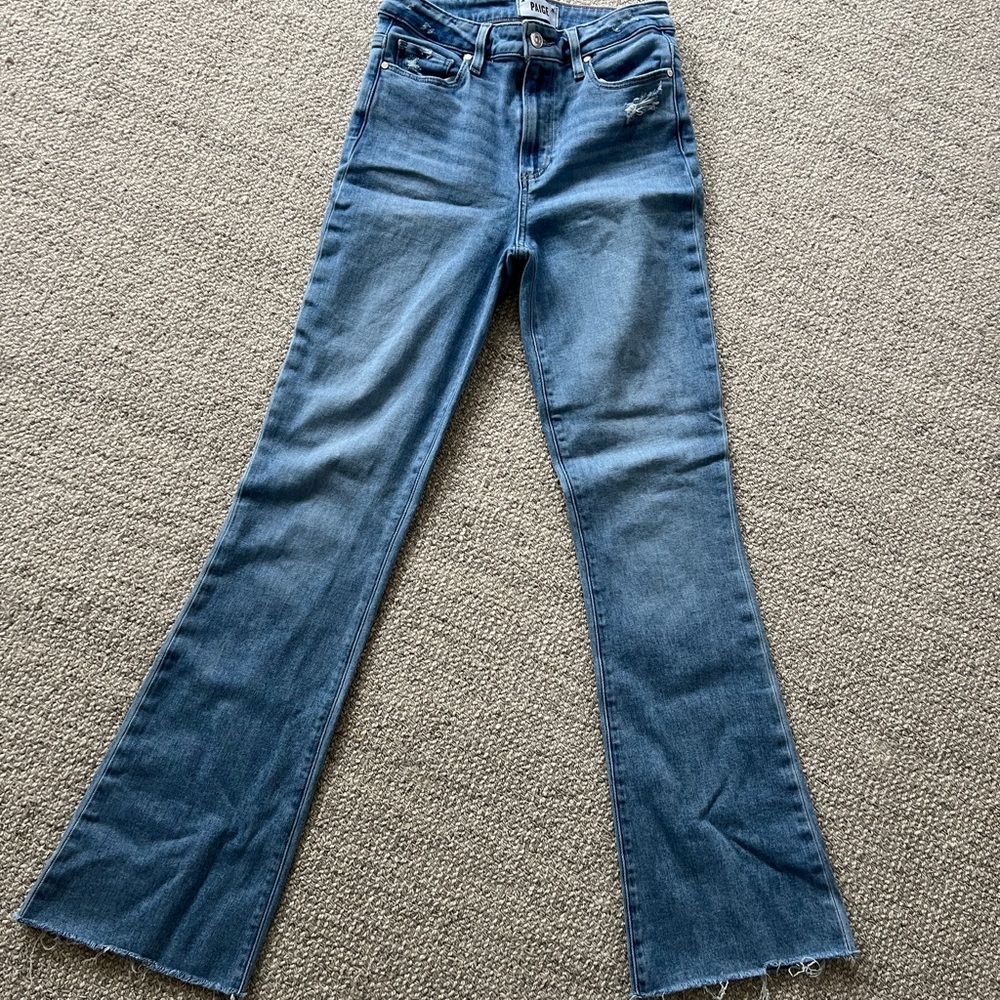 PAIGE Laurel Canyon High Rise Blue Flare Jeans